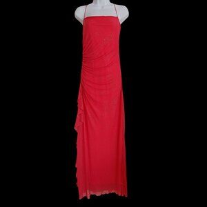 City Triangle Long Sparkly Whimsical Square Neck Dress Watermelon S Y2k 90s